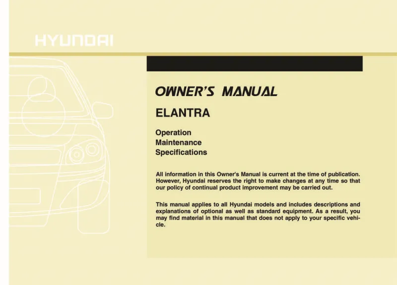 2010 Hyundai Elantra owners manual