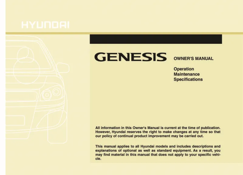 2010 Hyundai Genesis owners manual