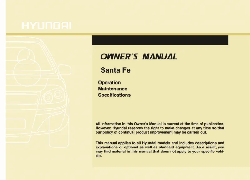 2010 Hyundai Santa Fe owners manual
