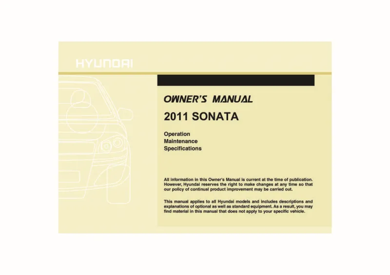 2011 Hyundai Sonata owners manual