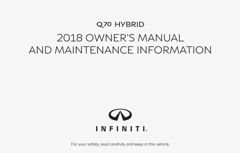 2018 Infiniti Q70 Hybrid owners manual