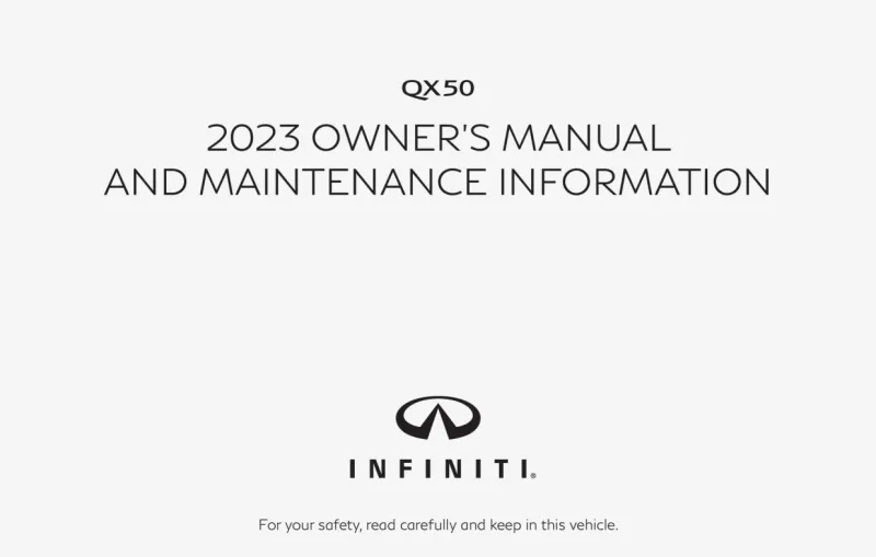 2023 Infiniti Qx50 owners manual