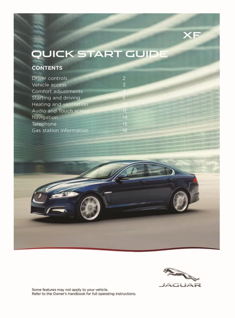 2014 Jaguar Xf owners manual