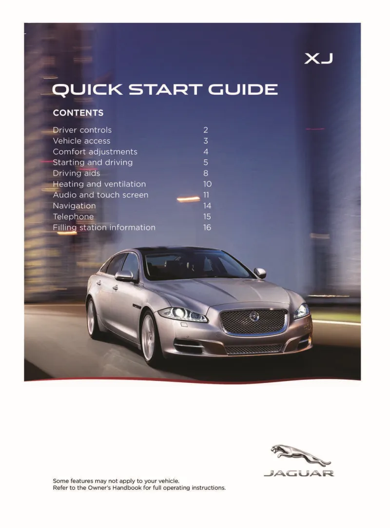 2014 Jaguar Xj owners manual