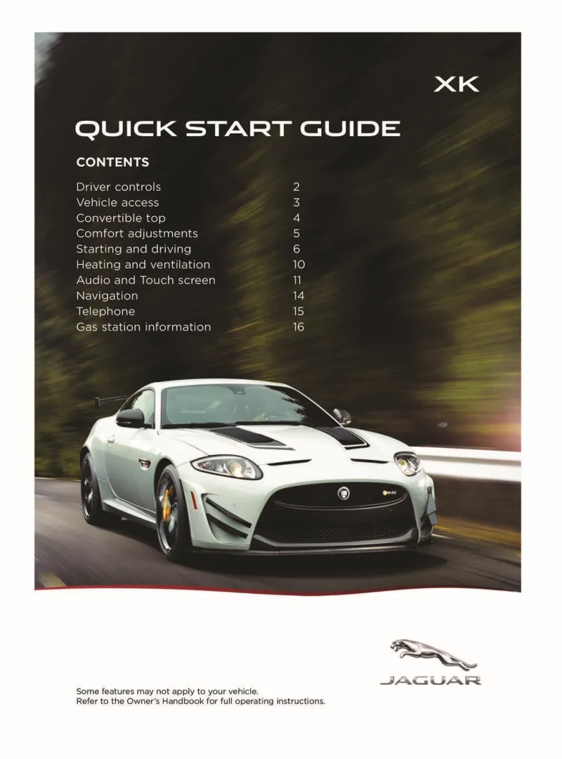 2014 Jaguar Xk owners manual