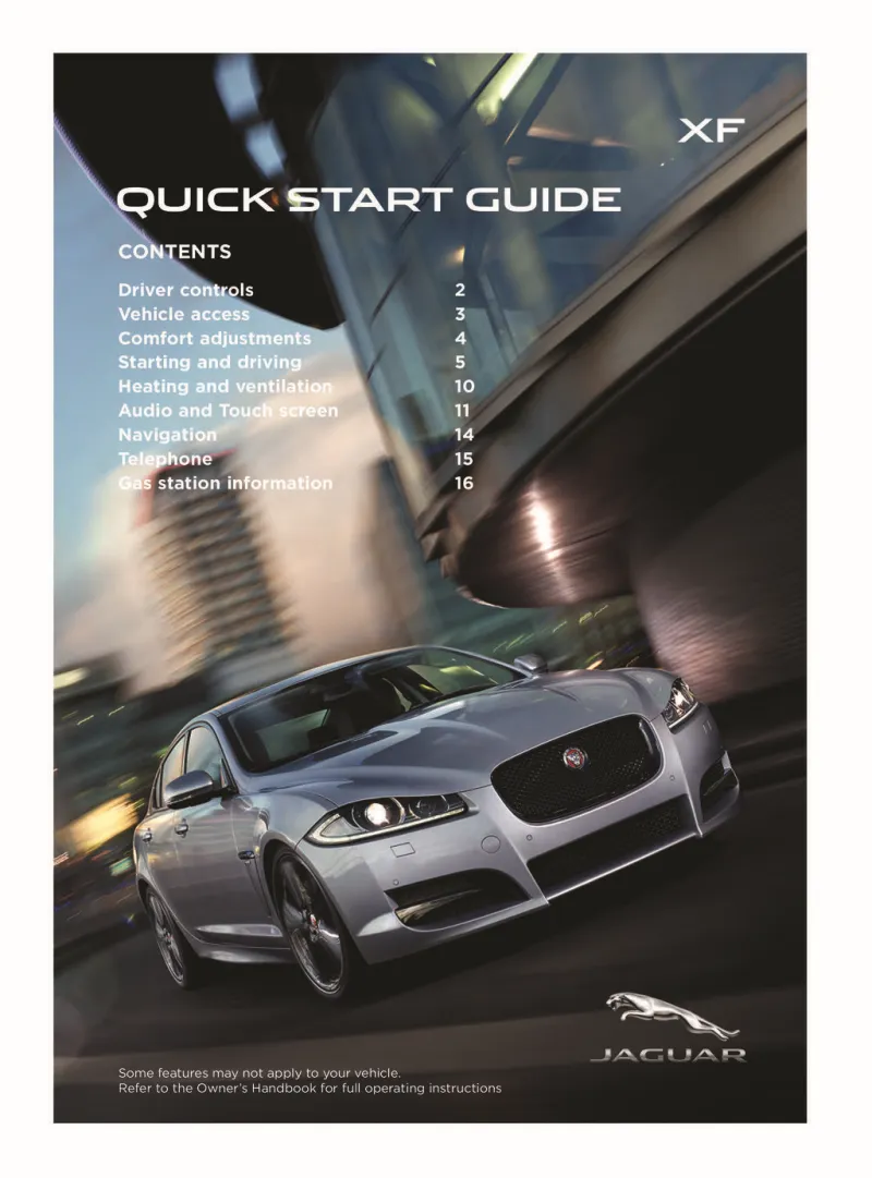 2015 Jaguar Xf owners manual