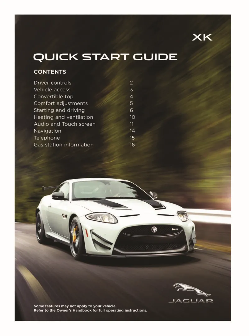 2015 Jaguar Xk owners manual