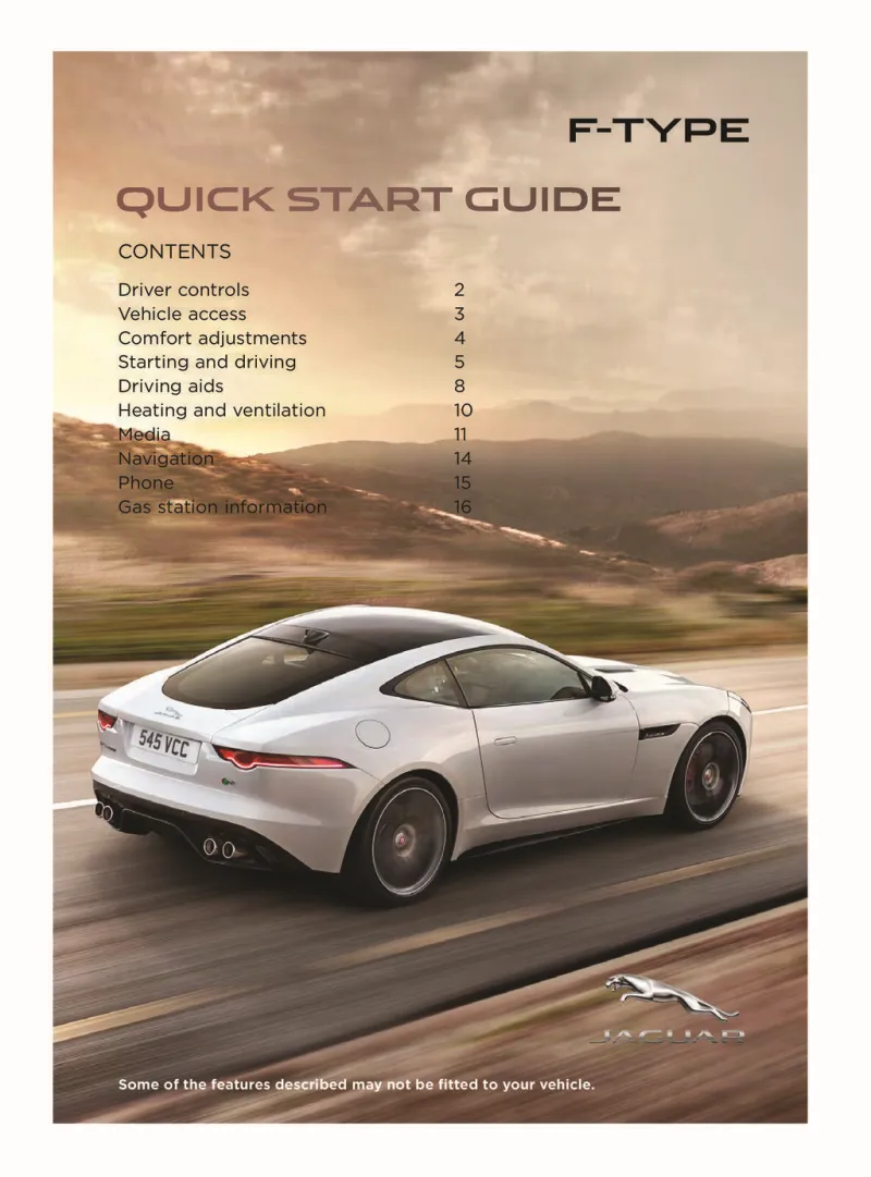 2016 Jaguar F Type owners manual