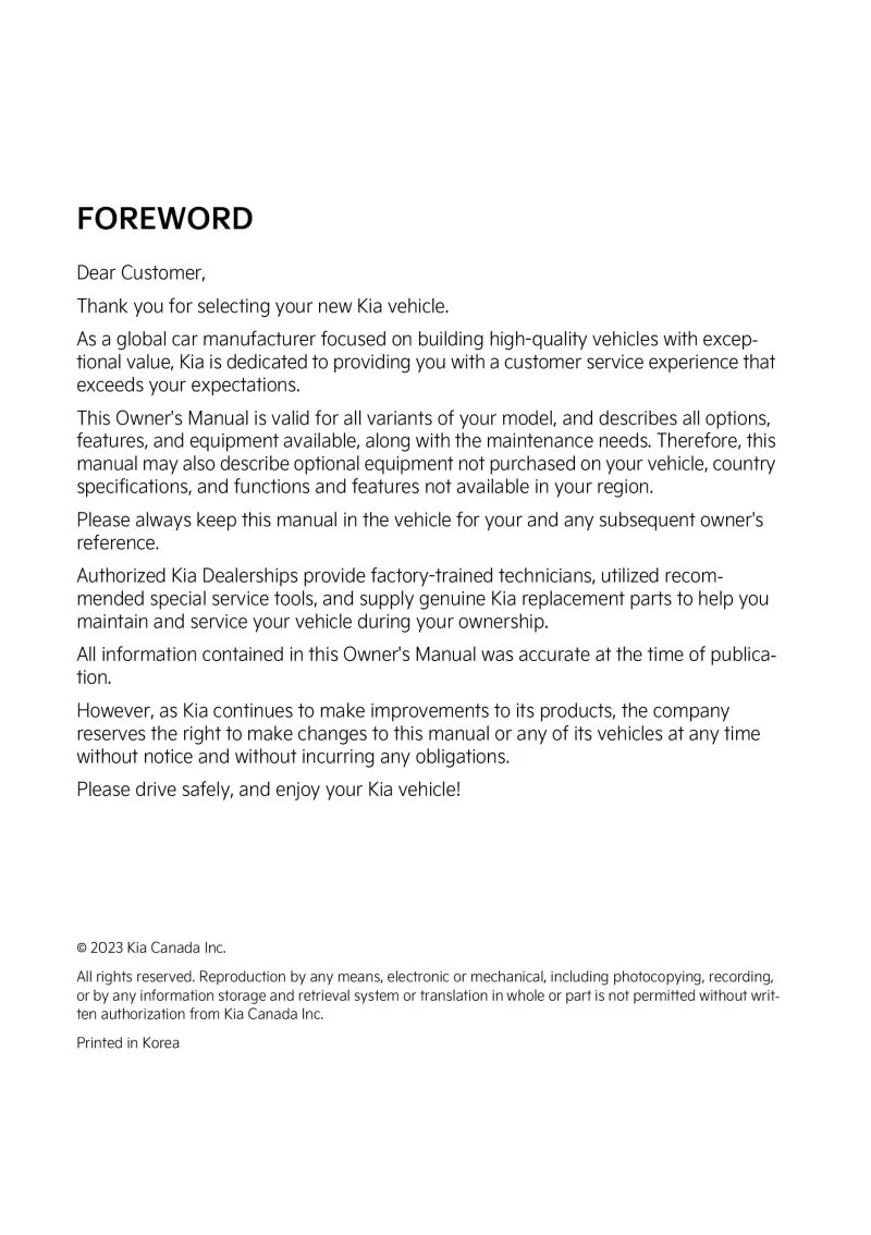 2024 Kia Forte owners manual free pdf