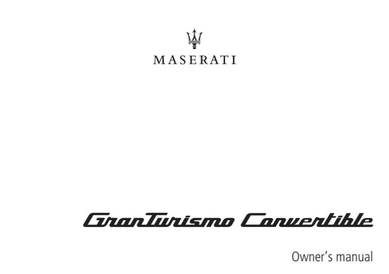 2019 Maserati Granturismo Convertible owners manual