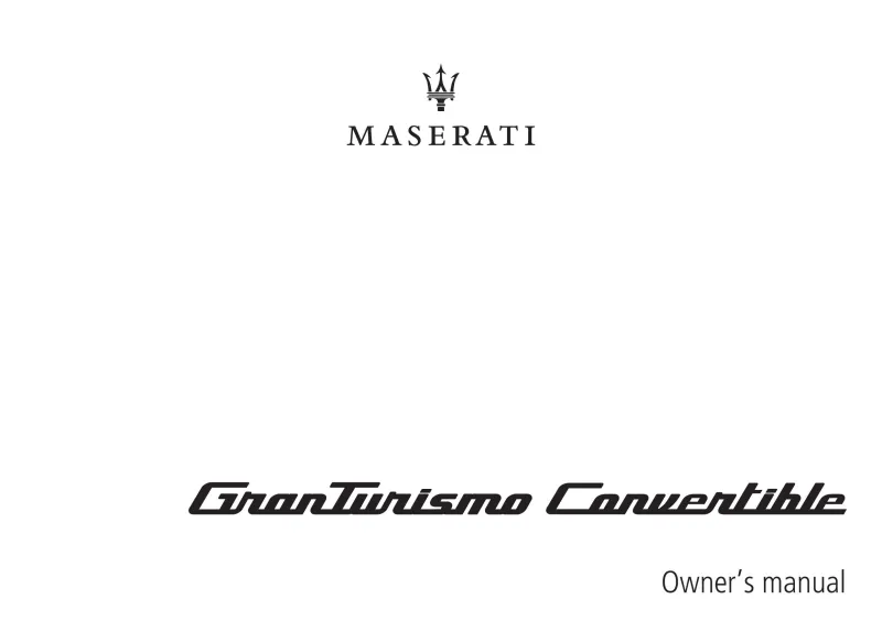 2020 Maserati Granturismo Convertible owners manual