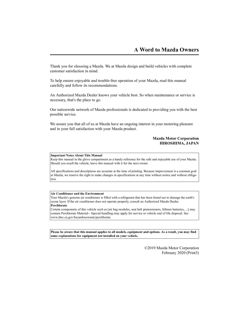2020 Mazda Cx5 owners manual