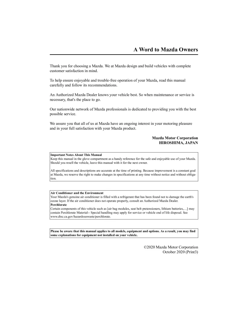 2021 Mazda Cx3 owners manual