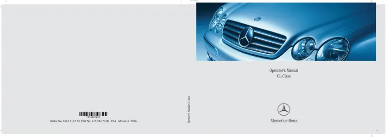 2006 Mercedes-Benz CL Class owners manual