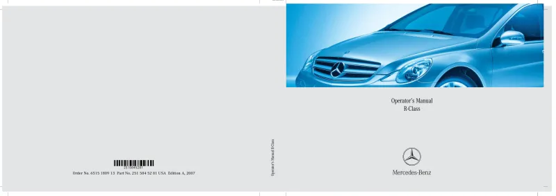 2007 Mercedes-Benz R Class owners manual
