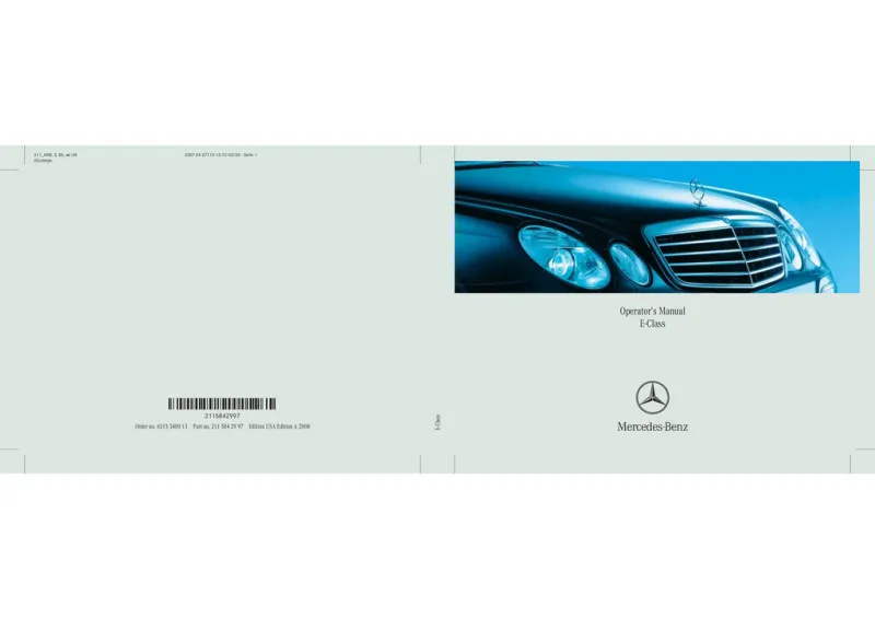 2008 Mercedes-Benz E Class owners manual