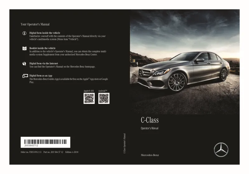 2018 Mercedes-Benz C Class owners manual