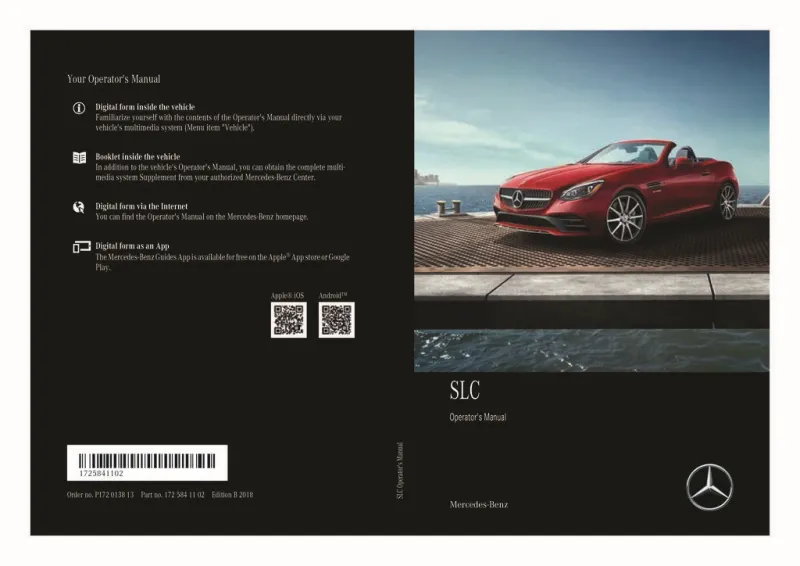 2018 Mercedes-Benz SLC owners manual