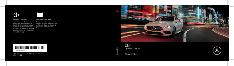 2022 Mercedes-Benz CLA owners manual