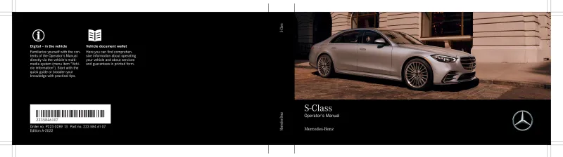 2022 Mercedes-Benz S Class owners manual