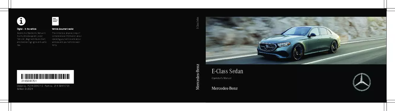 2024 Mercedes-Benz E Class owners manual