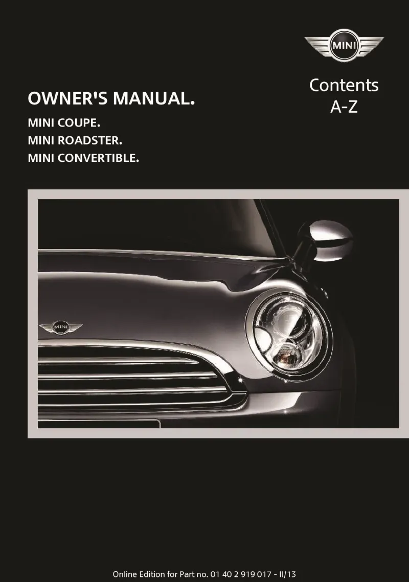 2013 Mini Coupe Roadster Convertible owners manual