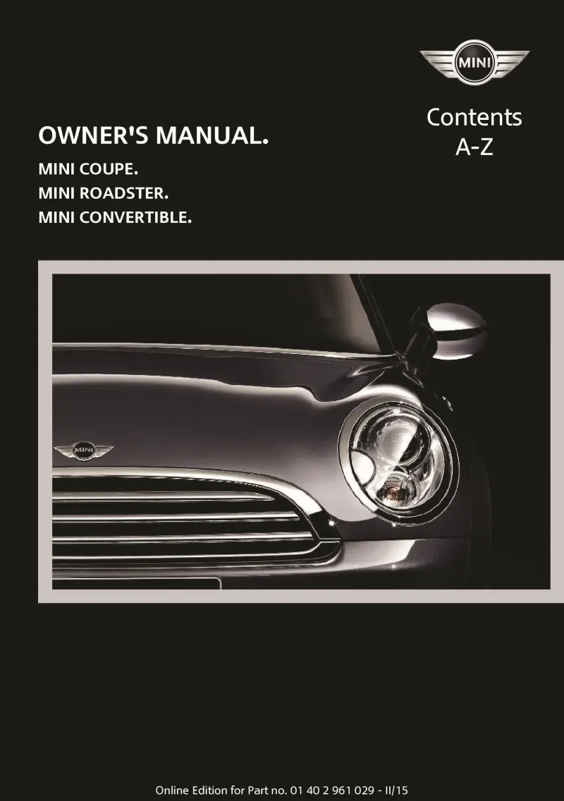 2015 Mini Coupe Roadster Convertible owners manual