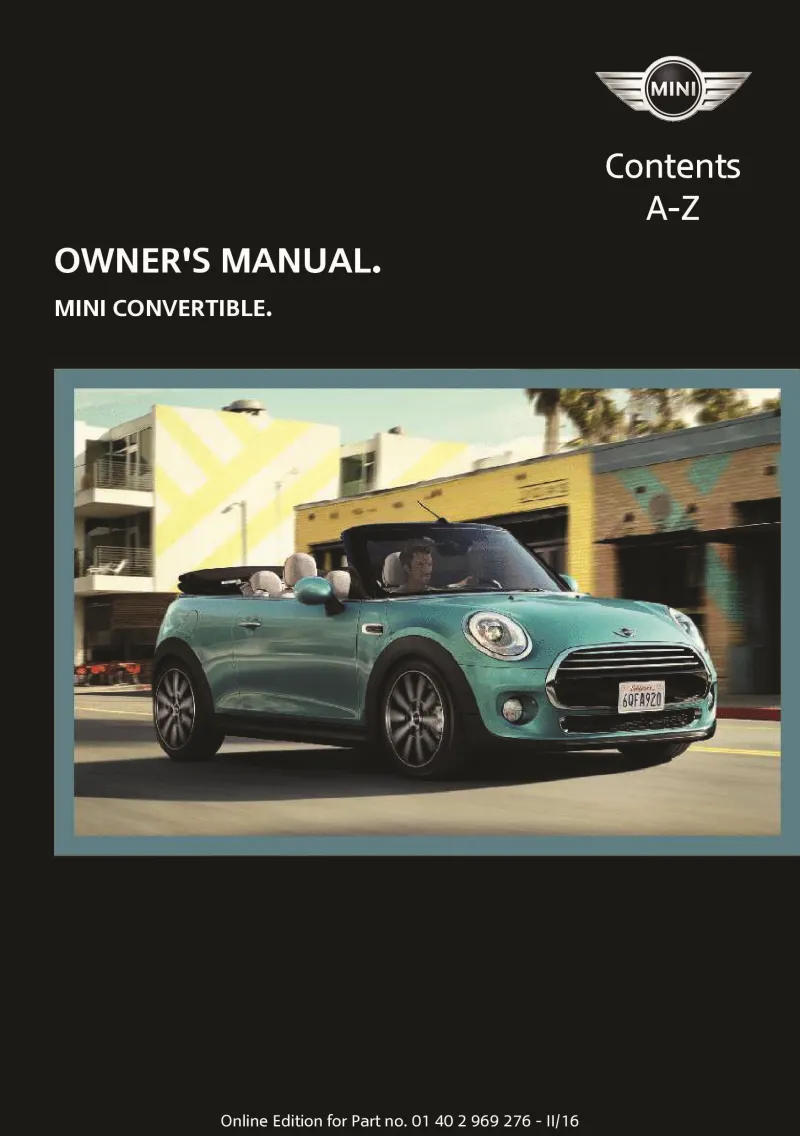 2016 Mini Cooper Convertible owners manual