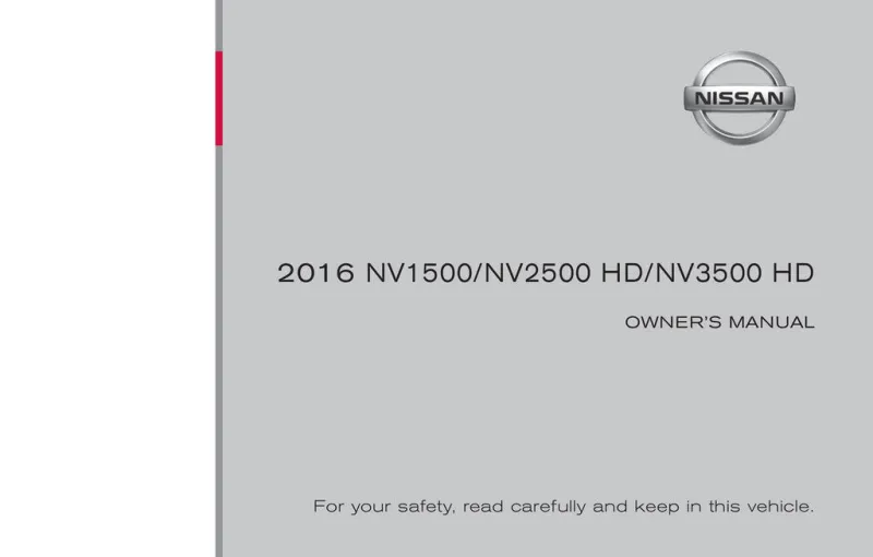 2016 Nissan Nv Cargo Van owners manual