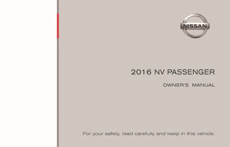 2016 Nissan Nv Passenger owners manual