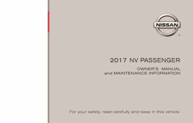 2017 Nissan Nv Passenger owners manual