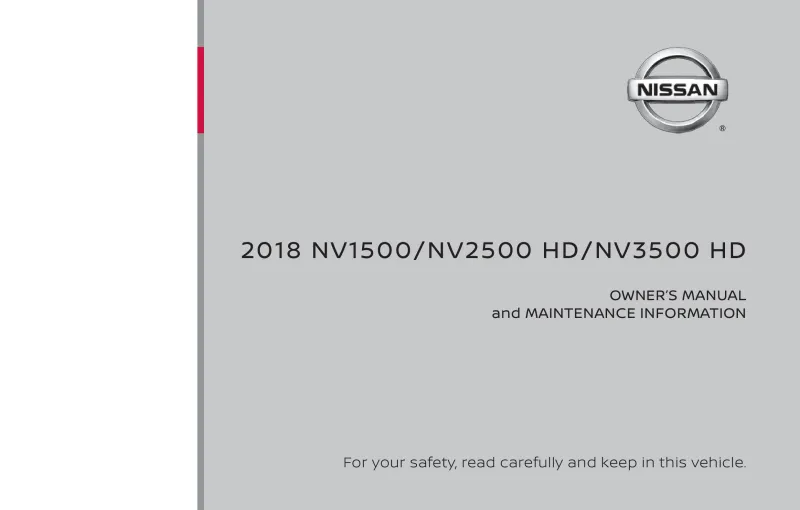 2018 Nissan Nv Cargo Van owners manual