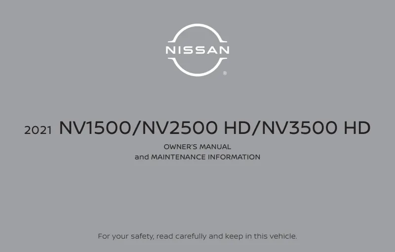 2021 Nissan Nv Cargo Van owners manual