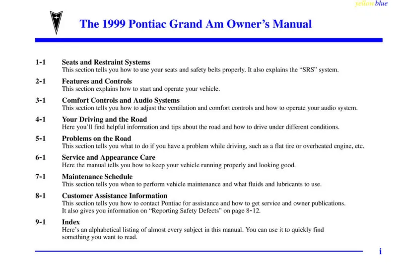 1999 Pontiac Grand Am owners manual