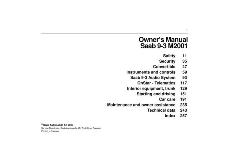 2001 Saab 9 3 owners manual
