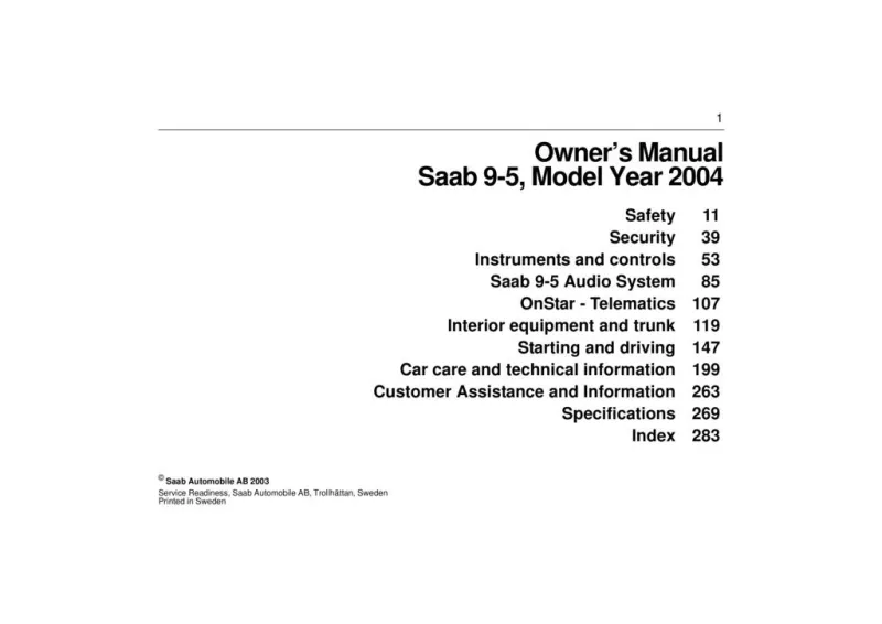 2004 Saab 9 5 owners manual