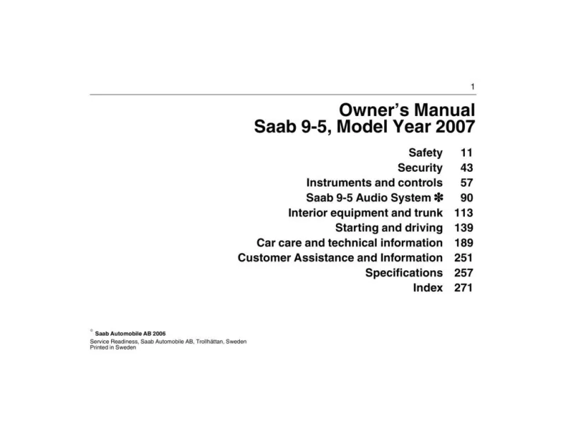 2007 Saab 9 5 owners manual