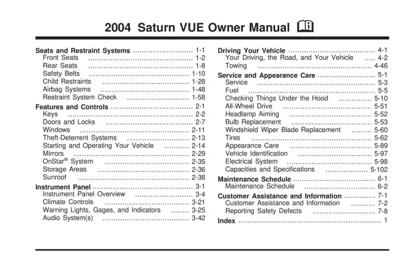 2004 Saturn Vue owners manual