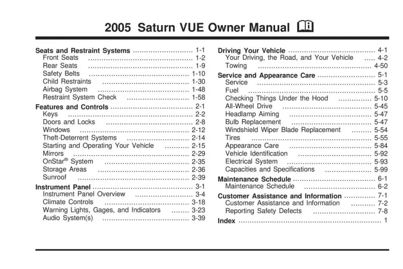 2005 Saturn Vue owners manual