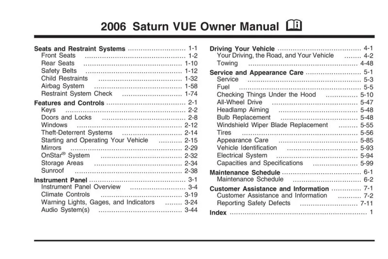 2006 Saturn Vue owners manual