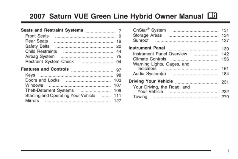 2007 Saturn Vue Hybrid owners manual