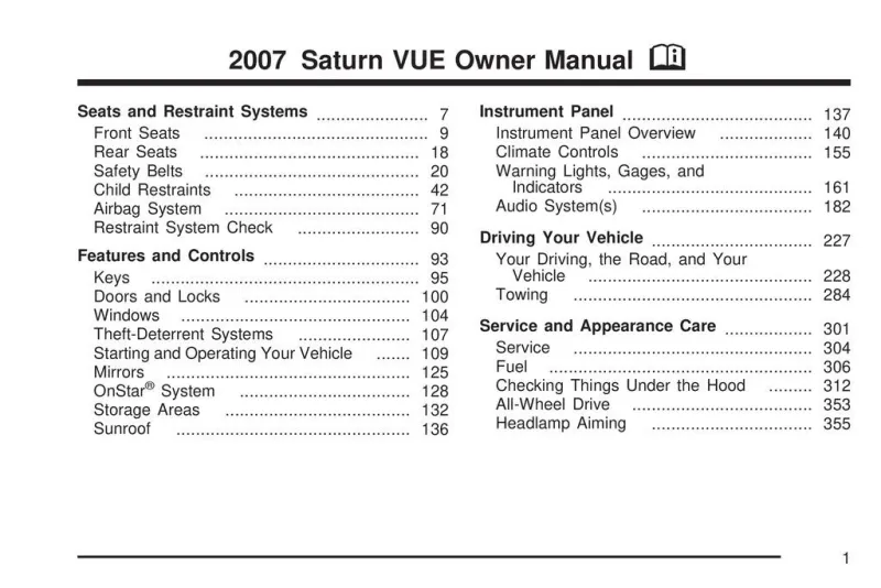 2007 Saturn Vue owners manual