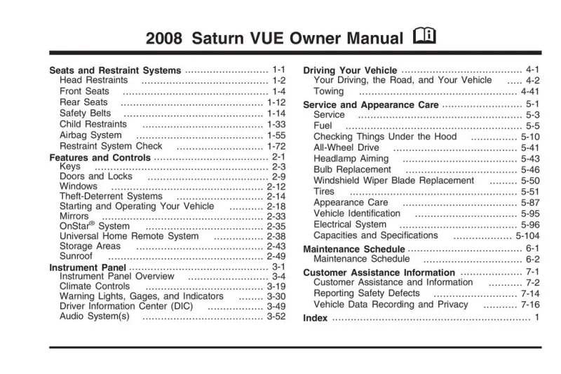 2008 Saturn Vue owners manual