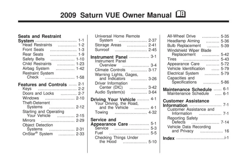 2009 Saturn Vue owners manual