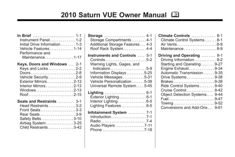 2010 Saturn Vue owners manual