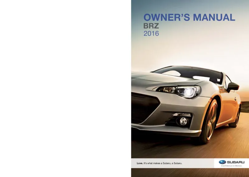 2016 Subaru Brz owners manual
