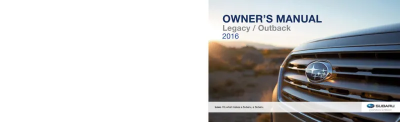 2016 Subaru Legacy owners manual