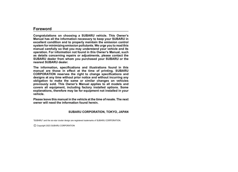 2024 Subaru Crosstrek owners manual free pdf
