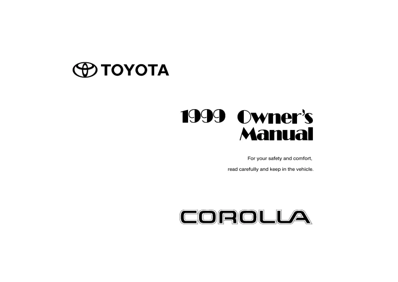 1999 Toyota Corolla owners manual