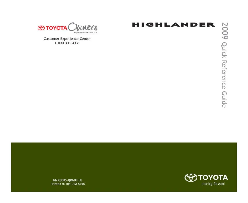 2009 Toyota Highlander owners manual